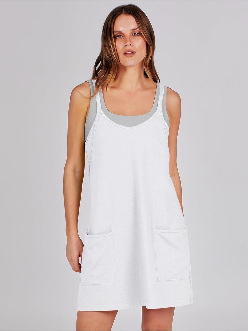 NWT Caracilia Womens Athletic Tennis Dress Summer Mini Romper Built in Shorts, M